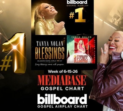 Image: Tanya Nolan Celebrates First Gospel No. 1 as "Blessings" Tops Billboard Gospel Airplay and Mediabase Charts