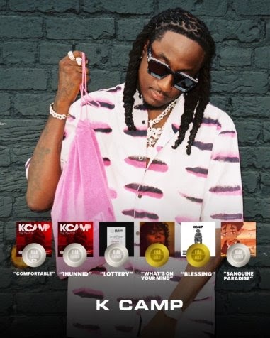 Image: K CAMP CELEBRATES RIAA PLATINUM AND GOLD CERTIFICATIONS FOR MULTIPLE HIT SINGLES