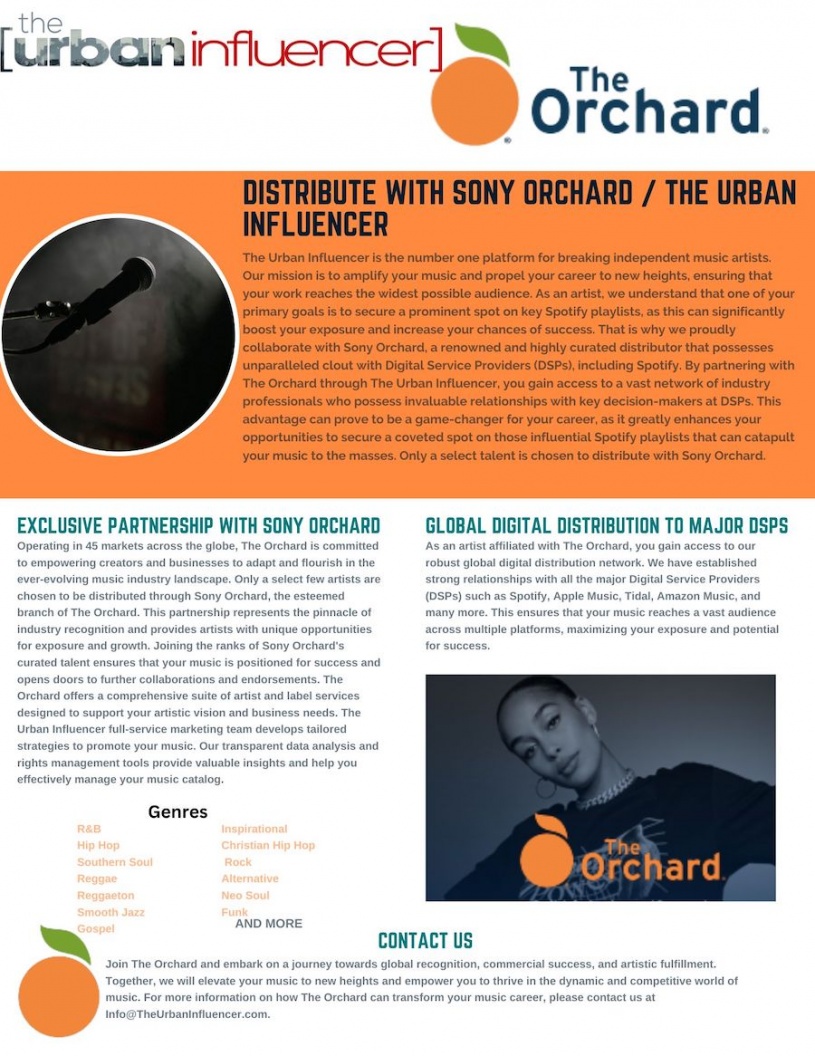 Image: The Urban Influencer offer Distribution through Sony Orchard! 