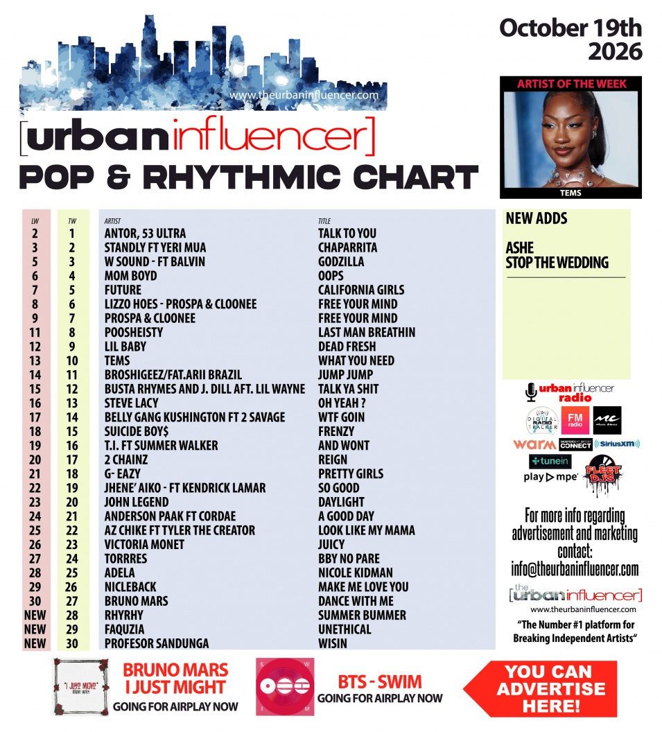 Image: Pop & Rhythmic Chart: Oct 19th 2026